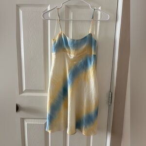 Zara Blue and Yellow Satin Ombré Dress